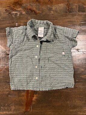 Y2K Calvin Klein Jeans Light Sage Plaid Button-Down Shirt